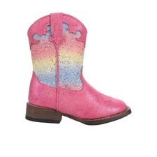 Roper Glitter Lace Square Toe Cowboy Toddler Girls Pink Casual Boots 09-017-190