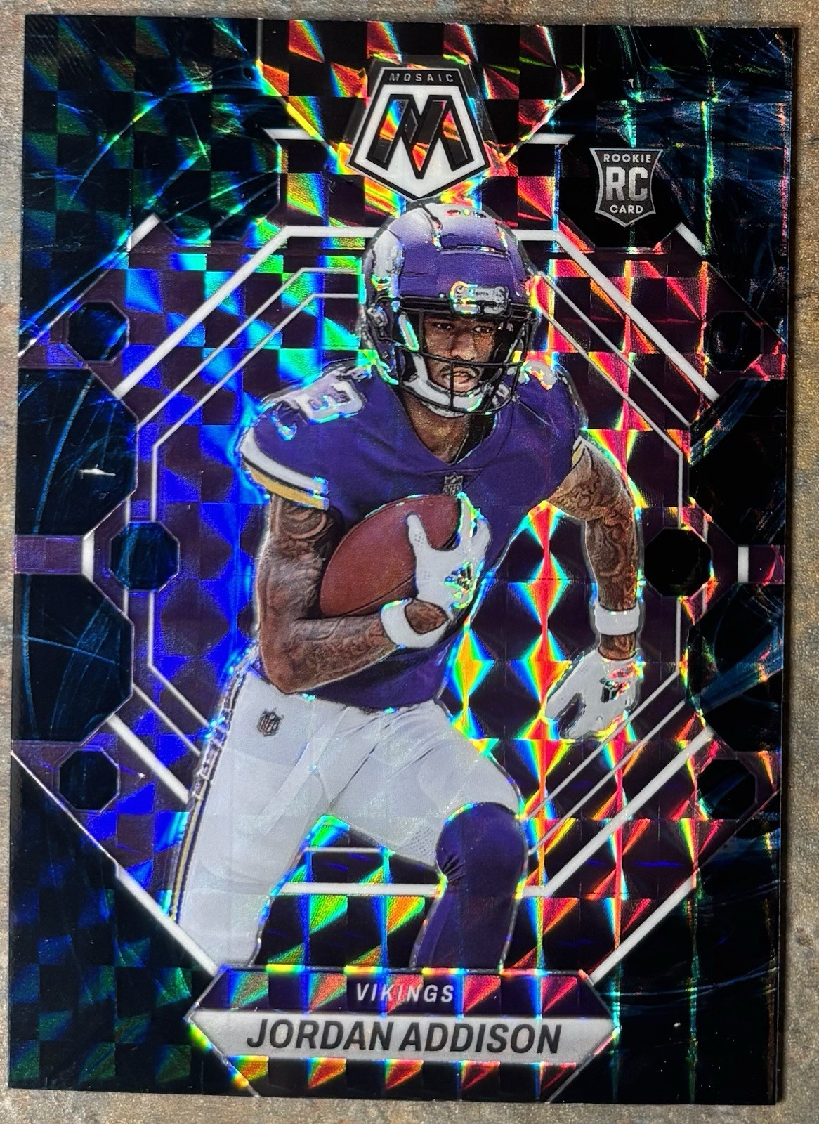 JORDAN ADDISON 2023 PANINI MOSAIC #337 ROOKIE GENESIS SP PRIZM RC VIKINGS
