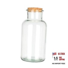 Decorative Glass Bottles with Cork Stoppers 16.9 fl oz. Wide Mouth Round