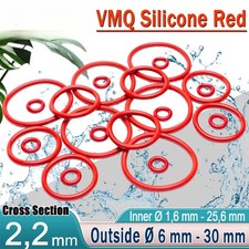 Silicone Rubber O Rings Metric Food Grade 2.2mm Cross Section 1.6-25.6mm ID Red