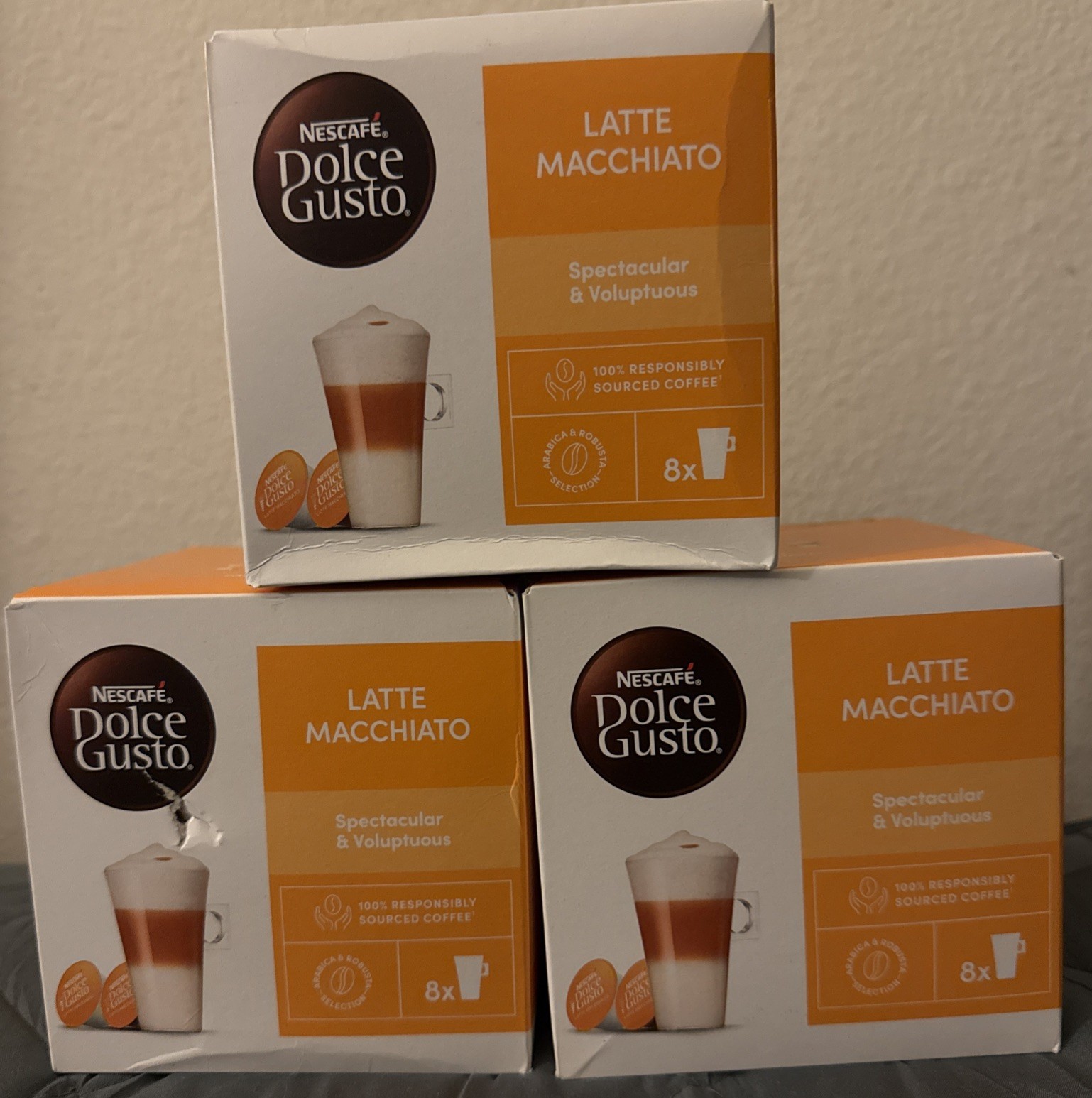 3 PACK Nescafe Dolce Gusto Coffee Capsules, Latte Macchiato 16 Capsules Exp 8/26