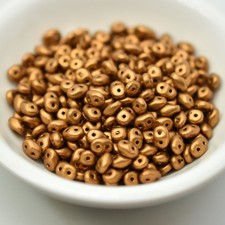 Cuentas SuperDuo 2x5mm Mate Metálico Vara de Oro 10 gramos Vidrio Checo