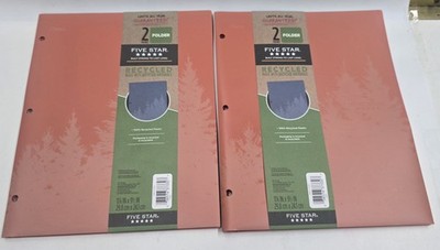 2-Pack Mead Five Star Recycled Plastic 2-Pocket Folders Terracotta 3-Hole