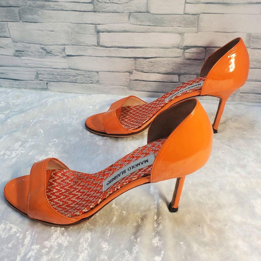 マノロブラニク【size37】24㎝ Rare Manolo Blahnik Orange Leather Heels Sandals Size 37 (24cm) | eBay