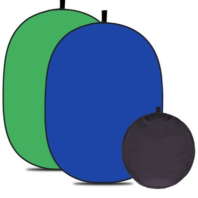 5X3.3ft (1.5mX1m) 2 in 1 Cotton Muslin Green Blue Reflector Backgrounds Porta...