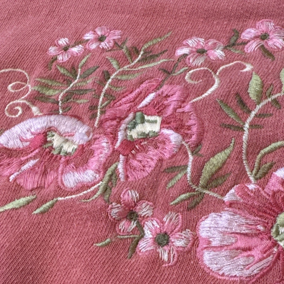 Sudadera Rosa Shenanigans Floral Bordada Cuello Dbl Granny Core Años 90/Y2K Foto 4 de 4