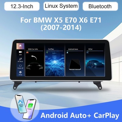 BMW X5 E70 X6 E71 2007-2014 12,3'' Premium Linux Radio mit CarPlay Android Auto