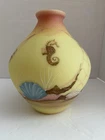 Fenton Burmese Hand Painted Limited Edition Shell Vase 1985 100th Anniv W/COA