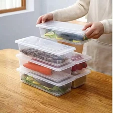 6 Pack 1500ml Fridge Storage Boxes With Drain Plate & Airtight Lid Keeps Food