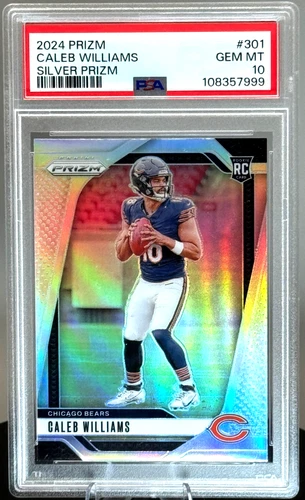 🔥 2024 Prizm Silver Caleb Williams Rookie PSA 10 #301 Bears Franchise QB 🔥