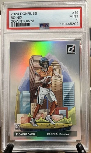 2024 Panini Donruss - Downtown! Bo Nix #19 (RC) PSA 9 Denver Broncos SSP Rookie