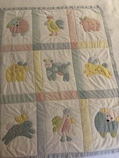 Handmade Quilt Pastel BABY Blanket Nursery Farm Animals CUTE For WALL HANGING