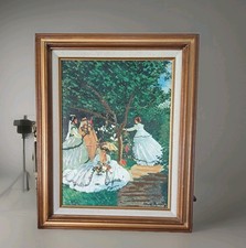 Vintage Claude Monet Reproduction  Women in the Garden  Framed Canvas Print  ...