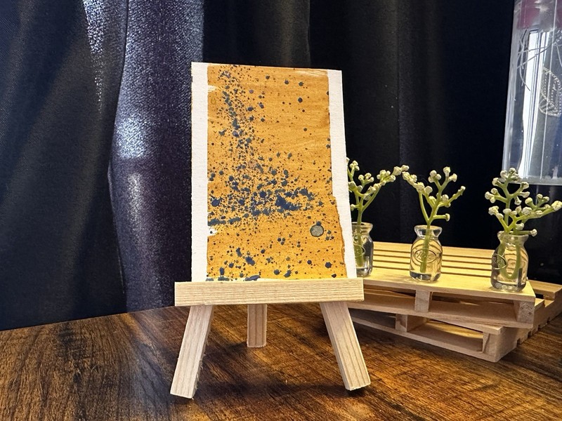 ACEO Art Card Original “Blue Drops Over Orange” 67/100