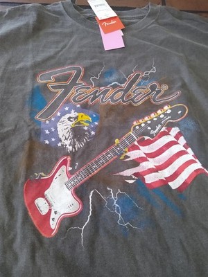 Fender Guitar-Distressed Logo / Flagge/Eagle Herren T-Shirt ~ Nie Getragen ~ S M