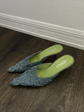 Versus By Versace Jean Mule Shoes Sz 37.5 US 7 Kitten Heel AMAZING Luxury Design