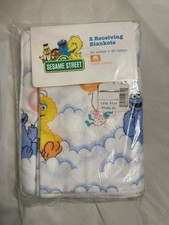 NEW 2 Vintage Sesame Street Baby Blanket Receiving Big Bird Collectible RARE NIP