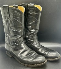 Justin Black Western Leather Kids Children s Classic Boys Cowboy Boots Size 6B