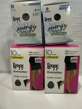 L'eggs Everyday Knee Highs One Size 1 SUNTAN,1 Bk-2 Sheer Energy -1 Nude-1Suntan