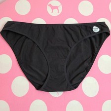 VTG VS PINK Classic Cotton Low Rise Bikini Panty Size Lg Black