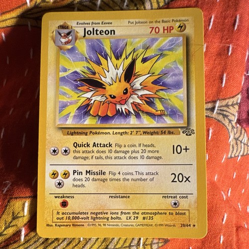 WotC Pokémon TCG Jolteon 20/64 Jungle Unlimited Regular Rare 70HP 1999 Vintage