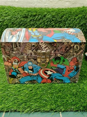 Marvel Thor Spiderman Captain America Hulk Toy Box Chest Trunk Storage