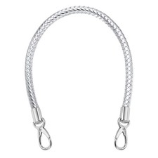 55cm 21.7" Braided Purse Strap Leather Silver Silver White Buckle 