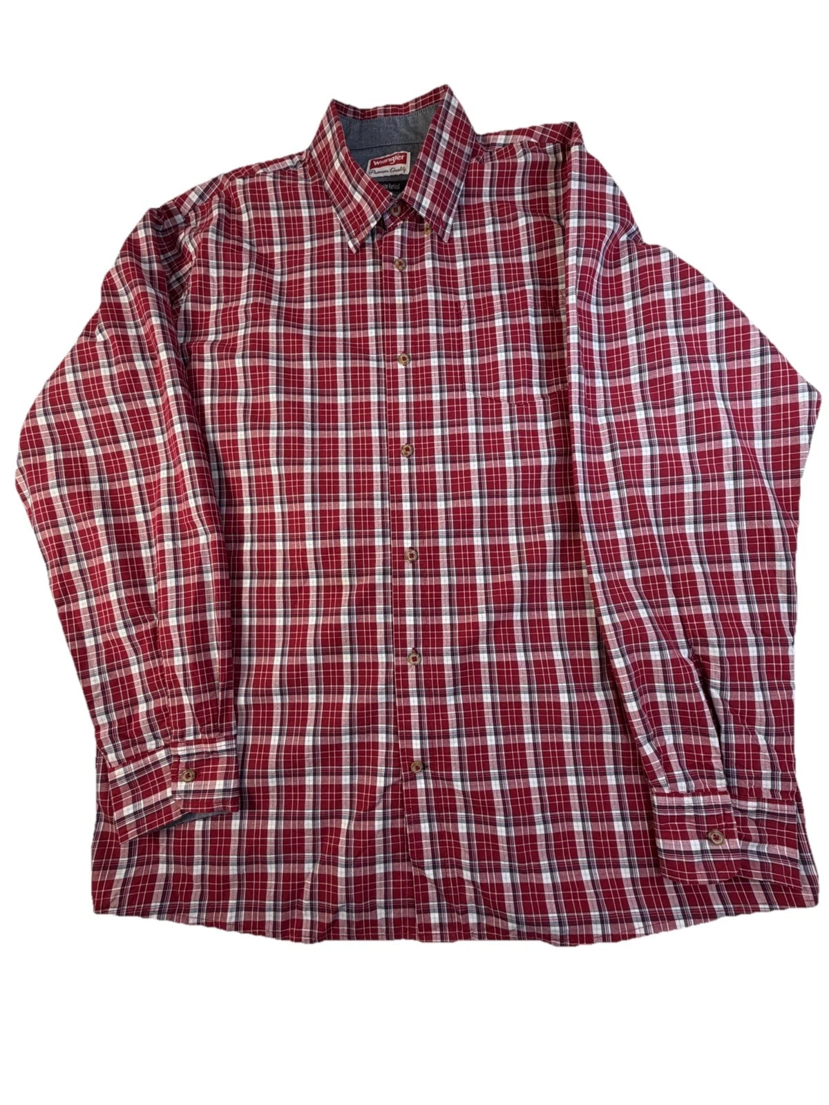 Wrangler Men’s Plaid Flannel Shirt XL Casual Fit Button Down Red Long Sleeve