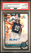 Bo Nix 2021 Bowman Chrome University RC Auto GEM MINT PSA 10