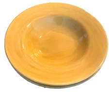 Pottery Barn Soup Pasta Bowls Set of 2 SAUSALITO 10 1/4" Mustard Wide Rimmed