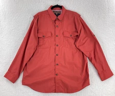 Duluth Trading Co. Button-Up Shirt Mens Large Orange Long Sleeve Outdoor Fishing