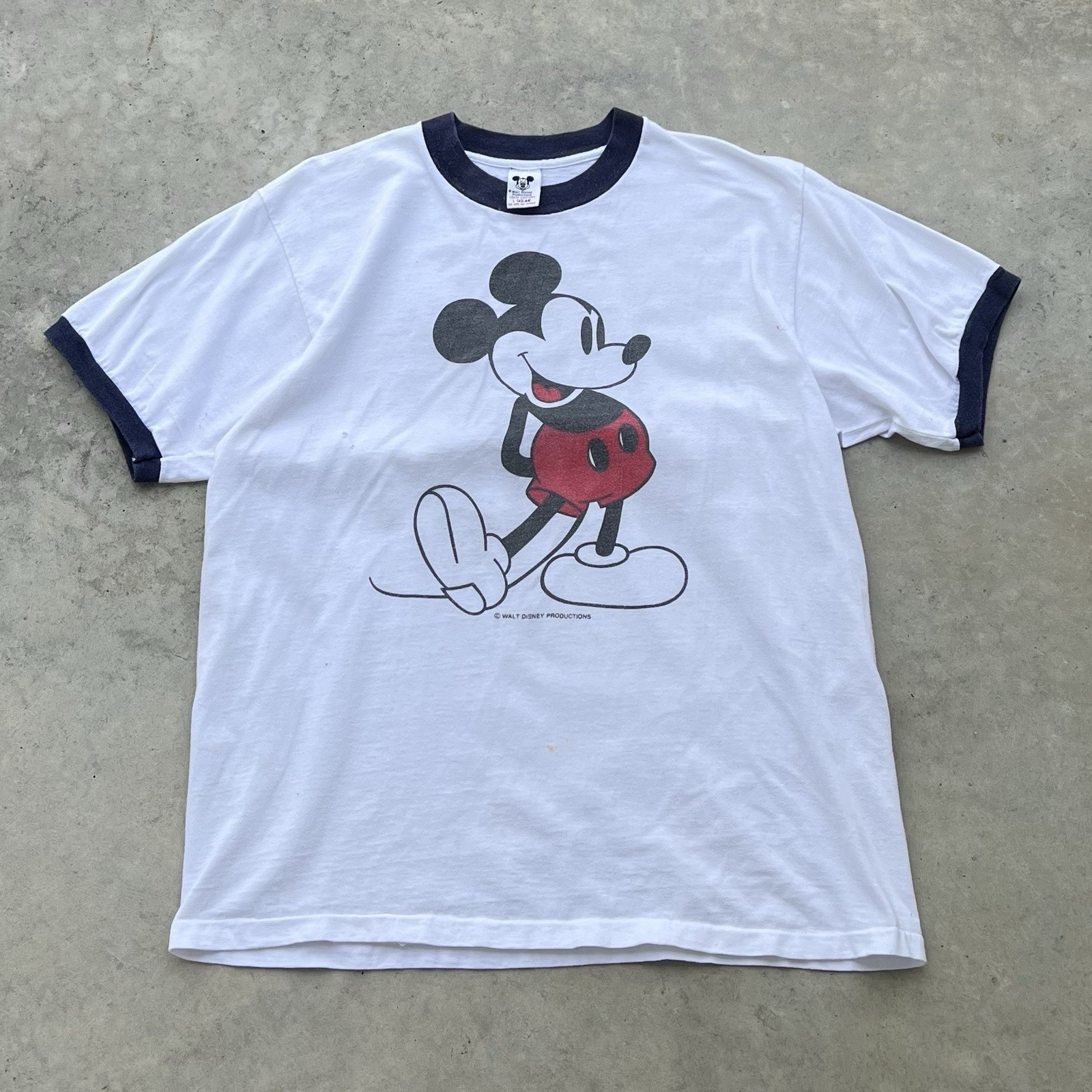 Vintage 80s 90s Grunge Disney Mickey Mouse Ringer T-Shirt Size L Made in USA