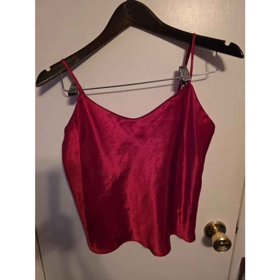Camiseta sin mangas vintage Vanity Fair talla 34 roja satinada corta dormir cami Foto 2 de 4