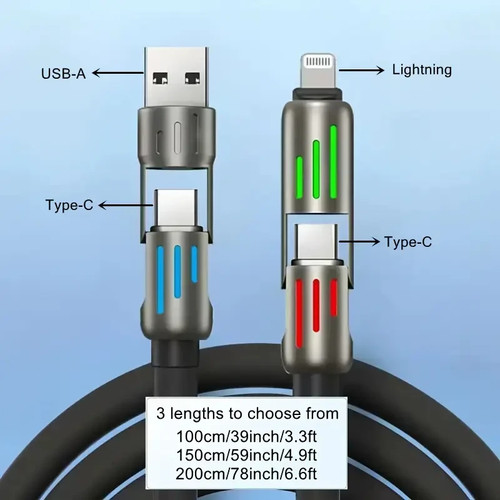 240W 4-in-1 USB Fast Charging Cable for Android, iPhone, OnePlus – High Speed - Picture 3 of 13