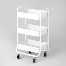 3 Tier Metal Utility Cart White - Brightroom: Rolling Storage Trolley with