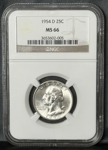 1954 D ** Washington Silver Quarter ** NGC MS66 **