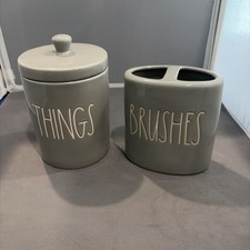 Rae Dunn "BRUSHES"  "THINGS" 2 Piece Vanity Bathroom Set