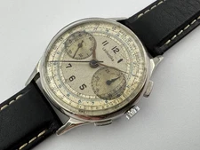 Vintage LEONIDAS Manual Wind Chronograph Cal Landeron 48 Chrome Plated - 35 mm