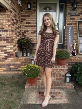 Derek Heart Floral Button Front Mini Dress Size M Brown Cottagecore