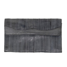 Vintage Gray Eel Skin Wallet Tri-fold Magnetic Snap Flap 7x4 inch