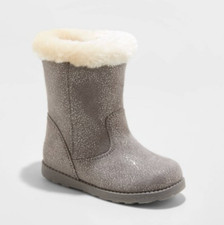 Cat  Jack Toddler Girls Gray Sparkle Karley Faux Fur Shearling Boots Size 6
