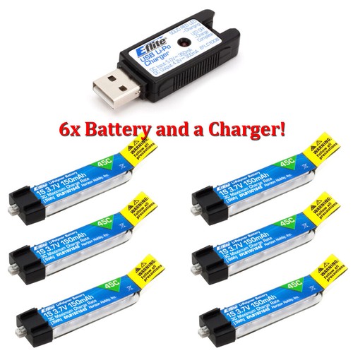 Combo EFlite 1S USB LiPo Charger w/ 6 x 1S 150mAh 3.7V 45C LiPo Battery eBay