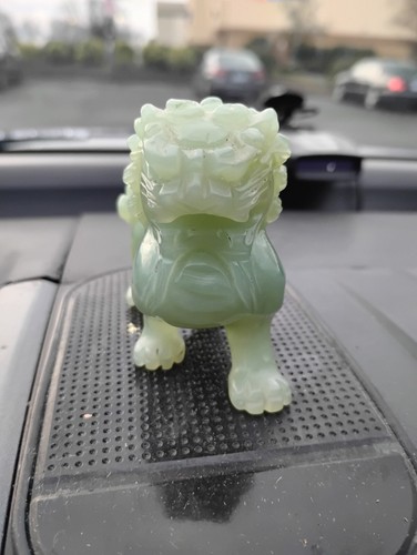 true ANTIQUE CHINESE shi NUMBERED ART FOO KYLIN JADE carving with WOOD STAND * - Picture 7 of 12