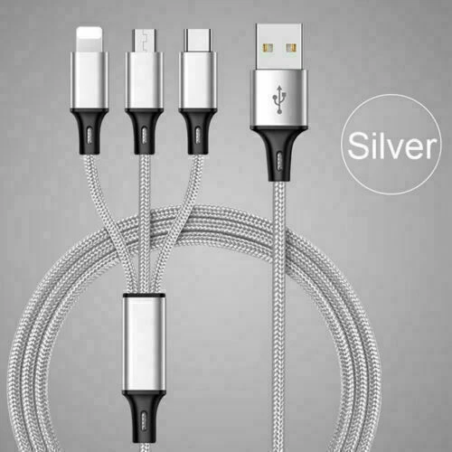 3 in 1 Multi USB Cable Fast Charger Type C 1.2m Lead For IOS / Samsung / Huawei - Image 4 of 4