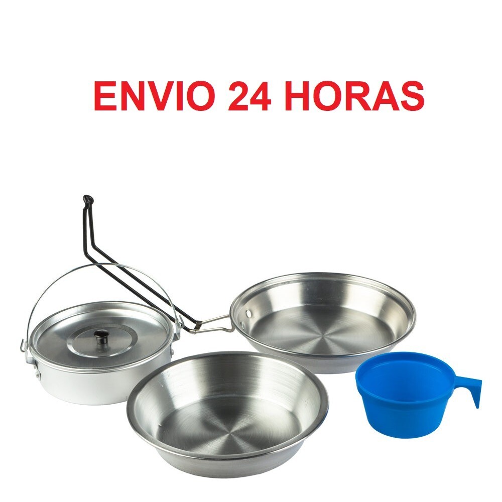 Set cocina camping fiambrera y sarten acero inoxidable aktive sport Envio 24 h