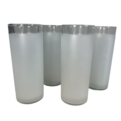 4 Vintage Libbey Frosted Highball Collins Glasses Drinkware Barware Slim 6''