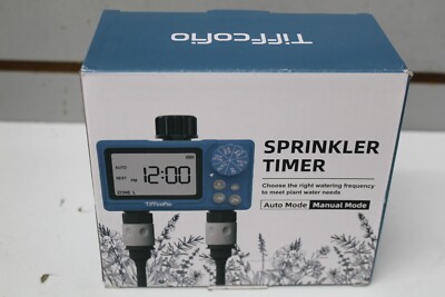 Tiffcofio Sprinkler Timer 2 Zone  Programmable Water Hose Timer 2 Outlet. New