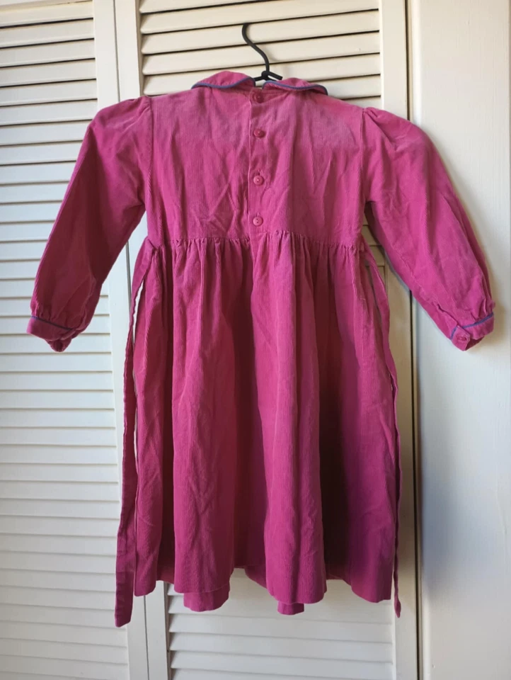 Meninas SOPHIE DESS 4T Veludo Rosa Brilhante Floral Botão de Tubulação Gravata Traseira - Imagem 4 de 4