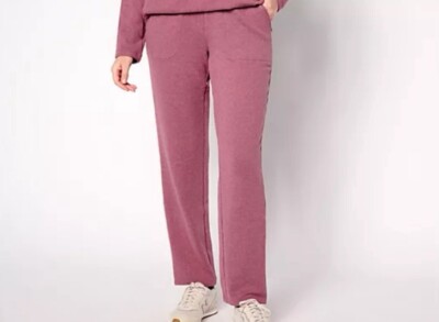 DENIM and CO  ACTIVE  Dressy Stretch Drawstring Pants  Color Burgundy   Size LGE