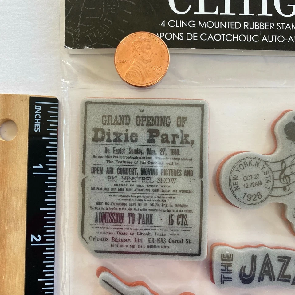 Estampillas adhesivas de música jazz CURTAIN CALL 3 bandas espectáculo boleto bailarines fecha sello  Foto 4 de 4